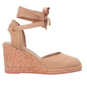 STUART WEITZMAN Marguerita Canvas Wedge Espadrille SANDALS Size 41 Blush NEW